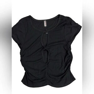 NWOT Free People Movement Ruched Cutout top ribbed knit XS/S MSRP $78